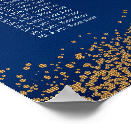 Goud Confetti en marineblauw - 15-zitplaatsingssch Poster (Hoek)
