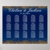 Goud Confetti en marineblauw - 15-zitplaatsingssch Poster (Voorkant)