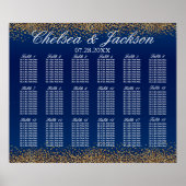 Goud Confetti en marineblauw - 18 Zitschema Poster (Voorkant)