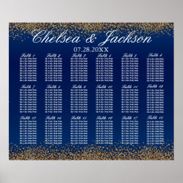 Goud Confetti en marineblauw - 18 Zitschema Poster