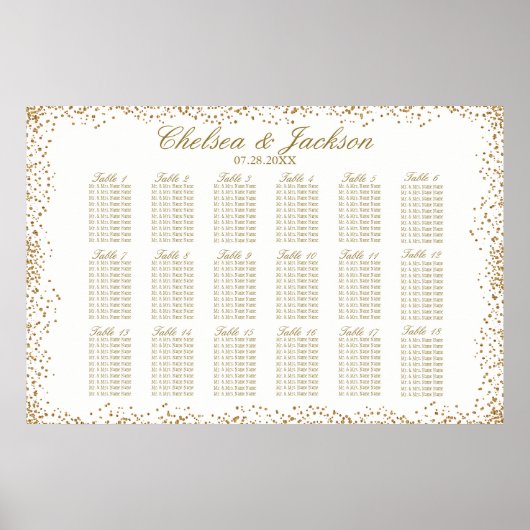 Goud Confetti en wit - 18 Zitkuur Poster (Voorkant)