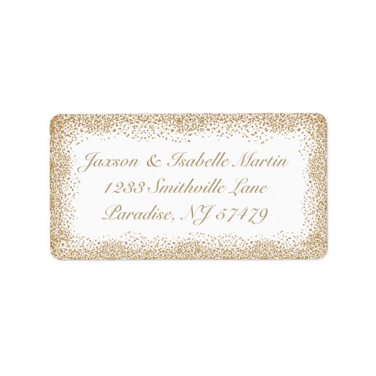 Goud Confetti en wit Etiket (Voorkant)