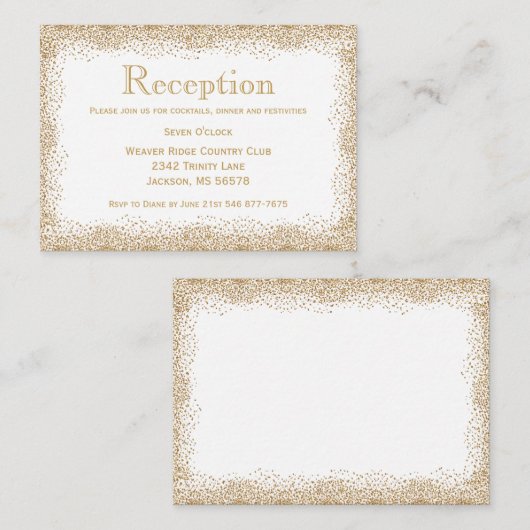Goud Confetti en wit Informatiekaartje (Voorkant / Achterkant)
