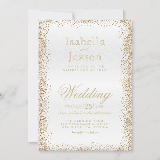 Goud Confetti en wit Kaart (Voorkant)