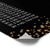 Goud Confetti en zwart - 13-zitplaatskaart Poster (Hoek)
