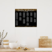 Goud Confetti en zwart - 13-zitplaatskaart Poster (Keuken)