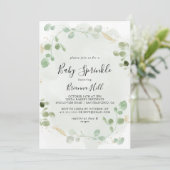 Goud Confetti Eucalyptus Foliage Baby Kaart (Staand voorkant)