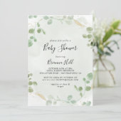 Goud Confetti Eucalyptus Foliage Baby shower Kaart (Staand voorkant)