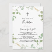 Goud Confetti Eucalyptus Foliage Baptisme Kaart (Voorkant)