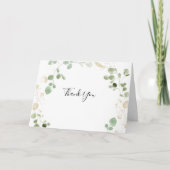 Goud Confetti Eucalyptus Foliage Folded Wedding Bedankkaart (Voorkant)