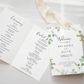 Goud Confetti Eucalyptus Foliage Folded Wedding Programma