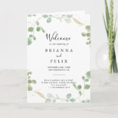 Goud Confetti Eucalyptus Foliage Folded Wedding Programma (Voorkant)