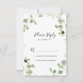 Goud Confetti Eucalyptus Foliage RSVP Kaartje (Voorkant)
