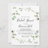 Goud Confetti Eucalyptus Foliage Vrijgezellenfeest Kaart (Voorkant)