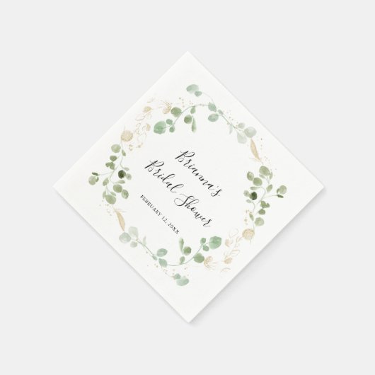 Goud Confetti Eucalyptus Foliage Vrijgezellenfeest Servet (Hoek)