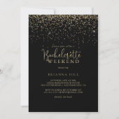 Goud Confetti Fancy Script Bachelorette Weekend Kaart (Voorkant)