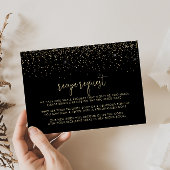 Goud Confetti Fancy Script Bruiloft Recept Aanvraa Informatiekaartje