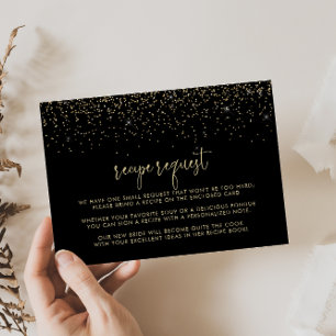 Goud Confetti Fancy Script Bruiloft Recept Aanvraa Informatiekaartje