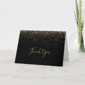 Goud Confetti Fancy Script Gevouwen Bruiloft Bedankkaart (Voorkant)
