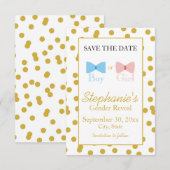Goud Confetti Geslacht Bang en Stropdas Save The Date (Voorkant / Achterkant)