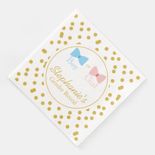Goud Confetti Geslacht Bang en Stropdas Servetten (Hoek)
