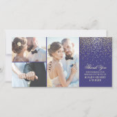 Goud Confetti Glamour Navy Trouw Dank Je Bedankkaart (Voorkant)