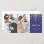 Goud Confetti Glamour Navy Trouw Dank Je Bedankkaart (Voorkant / Achterkant)