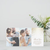Goud confetti glamour witte trouwtrouwkaart bedank bedankkaart (Staand voorkant)