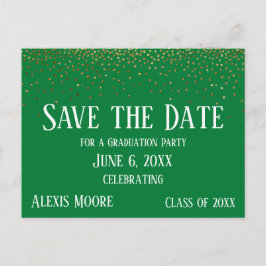Goud Confetti Groen Afstuderen Save the Date Briefkaart