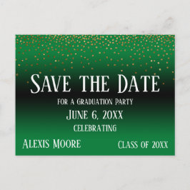 Goud Confetti Groen Afstuderen Save the Date Briefkaart
