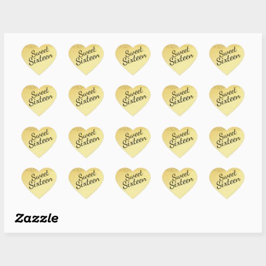 Goud Confetti hart zoet zestien Sticker (Vel)