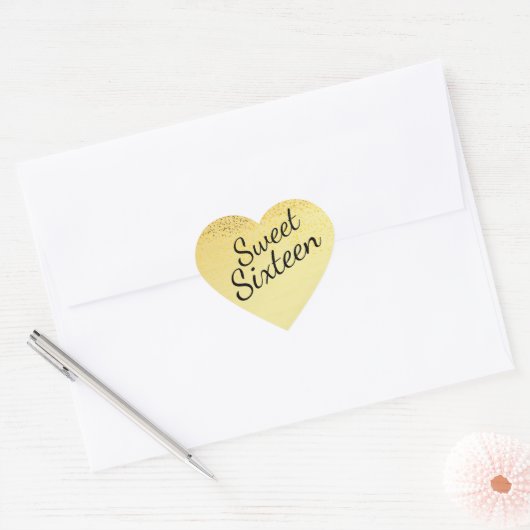 Goud Confetti hart zoet zestien Sticker (Envelop)
