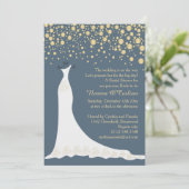 Goud confetti, met grijs blauw Vrijgezellenfeest Kaart (Staand voorkant)