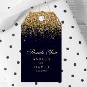 Goud Confetti Navy Blue bruiloft gunst Cadeaulabel