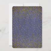  Goud Confetti Navy Bruiloft Kaart (Achterkant)