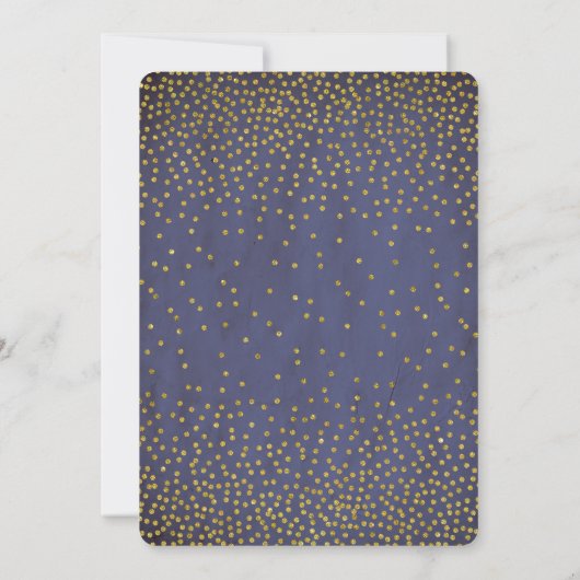  Goud Confetti Navy Bruiloft Kaart (Achterkant)
