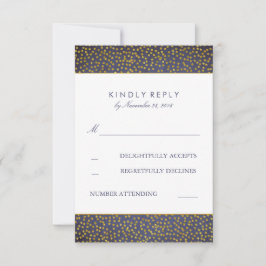  Goud Confetti Navy Bruiloft RSVP Kaarten Kaartje