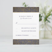 Goud Confetti Navy Bruiloft RSVP Kaarten Kaartje (Staand voorkant)
