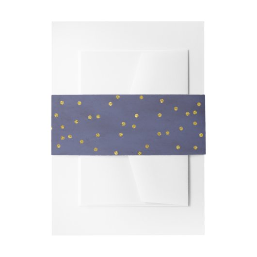  Goud Confetti Navy Bruiloft Uitnodigingen Wikkel (Voorkant Voorbeeld)