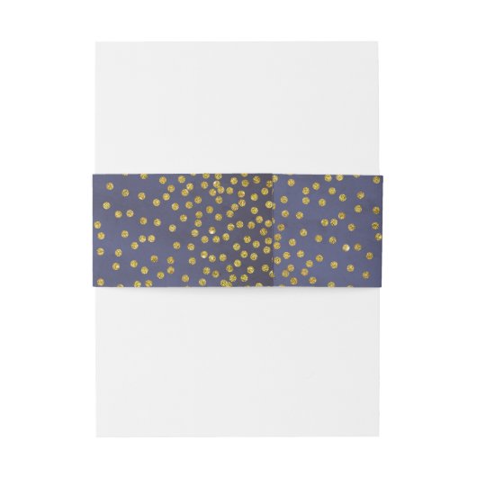 Goud Confetti Navy Bruiloft Uitnodigingen Wikkel (Achterkant Voorbeeld)