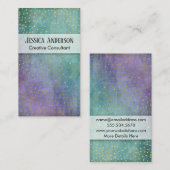 Goud Confetti over Paarse en Blauwgroen golfstruct Visitekaartje (Voorkant / Achterkant)