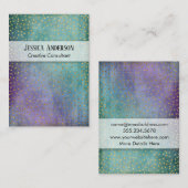 Goud Confetti over Paarse en Blauwgroen golfstruct Visitekaartje (Voorkant / Achterkant)