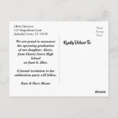 Goud Confetti Rood Afstuderen Save the Date Briefkaart (Achterkant)