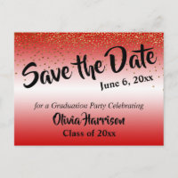 Goud Confetti Rood Afstuderen Save the Date