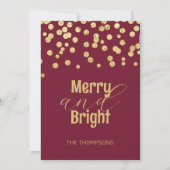 Goud Confetti Rood Kerstmis Vrolijk en helder Feestdagenkaart (Voorkant)