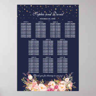 Goud Confetti roze bloemen Weddenschappen Poster