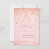 Goud Confetti Roze Bruiloft RSVP Kaarten (Voorkant)