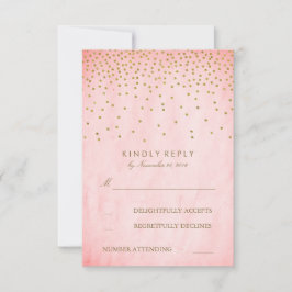  Goud Confetti Roze Bruiloft RSVP Kaarten Kaartje