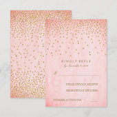  Goud Confetti Roze Bruiloft RSVP Kaarten Kaartje (Voorkant / Achterkant)