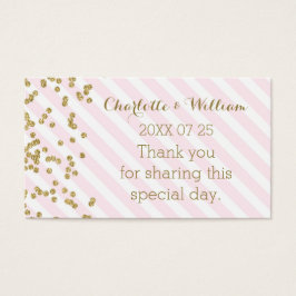 Goud Confetti Roze Strepen Bruiloft Favor Labels Visitekaartjes